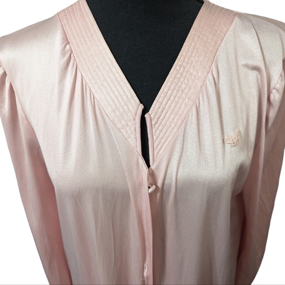 DVF Pink Satin Vintage Maxi Duster Robe Long Sleeve Elegant Lounge Wear - Picture 6 of 10